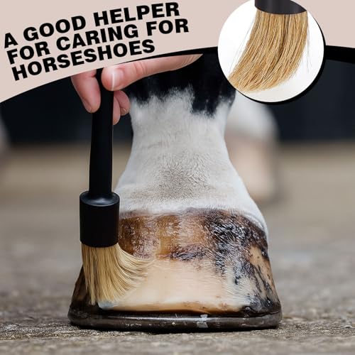 2 Set Hoof Oil Brush for Horses with Cap Black for Horse Soft Gentle Hoof Care Applicator to Restore Dry and Fragile Hooves Moisturizer Horse Face Cleaning Brush