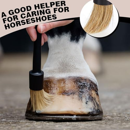 2 Set Hoof Oil Brush for Horses with Cap Black for Horse Soft Gentle Hoof Care Applicator to Restore Dry and Fragile Hooves Moisturizer Horse Face Cleaning Brush