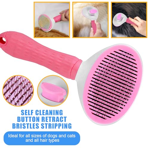 Complete Pet Grooming Solution by Dog - 9PCS Kit with Slicker Brush, Deshedding Tool, and Grooming Comb for All Breeds and Sizes, Promotes Healthy Skin and Coat - color: Pink, size: 10 PCS