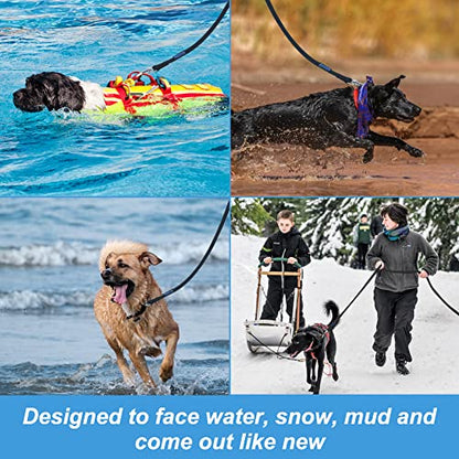 Vivifying Waterproof Dog Leash, 20FT Dog Training Leash Durable PVC Coated Webbing Long Lead with Soft Handle for Camping, Backyard Playing, Beach and Lake(Black) - color: Black, size: 20ft