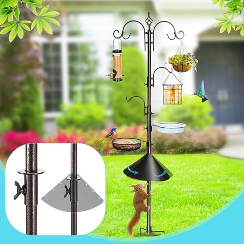 YINGYM 87 Inch Bird Feeding Station Kit with Squirrel Baffle for Outside - size: 87 Inches with Squirrel Baffle