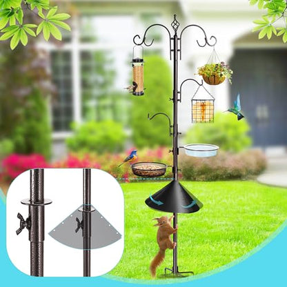 YINGYM 87 Inch Bird Feeding Station Kit with Squirrel Baffle for Outside - size: 87 Inches with Squirrel Baffle