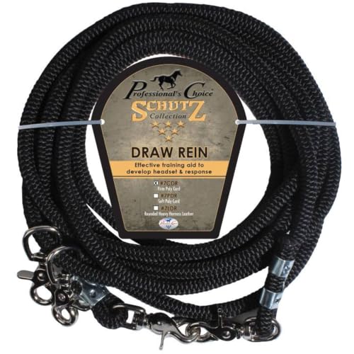 PROFESSIONAL'S CHOICE Cord Rope Draw Reins for Horses | 16-Foot Length, Durable Rope Construction, Metal Snap Closures, Smooth Handling - size: Firm Cord Rope(16 ft)