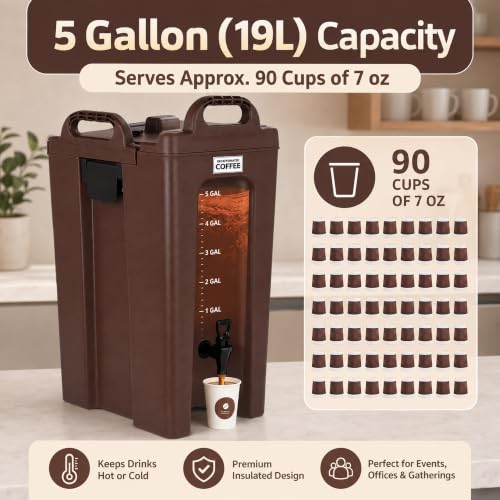 YUANHAO 5 Gallon Insulated Beverage Dispenser with Spigot - size: 5 GAL