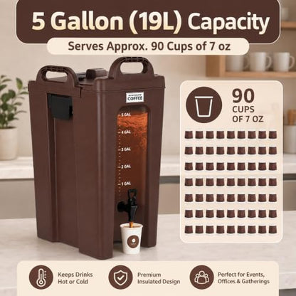 YUANHAO 5 Gallon Insulated Beverage Dispenser with Spigot - size: 5 GAL