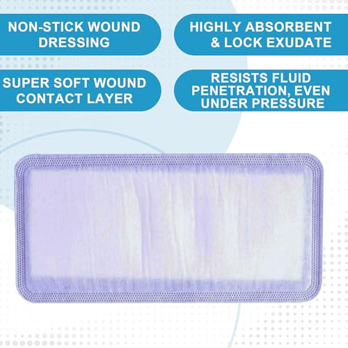 MedVance Super Absorbent Wound Dressing, Non-Adhesive Pads, 4"x8", Box of 5 | Sterile And Individually Wrapped - Non-Stick Wound Bandages - Super Soft - Highly Absorbent & Lock Exudate - Leakproof - size: 4"x8", style: 5 Pack