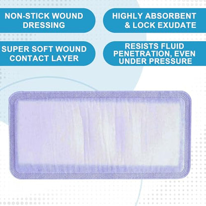 MedVance Super Absorbent Wound Dressing, Non-Adhesive Pads, 4"x8", Box of 5 | Sterile And Individually Wrapped - Non-Stick Wound Bandages - Super Soft - Highly Absorbent & Lock Exudate - Leakproof - size: 4"x8", style: 5 Pack