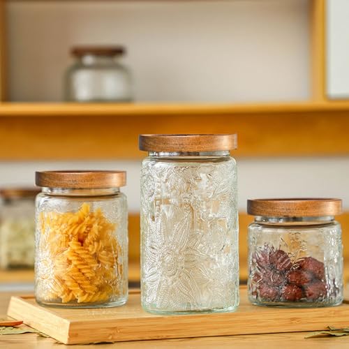 Adodeen Glass Storage Containers With Lids, Glass Jars With Lids, 24OZ - color: Bigonia-24oz