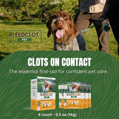 First Aid Blood Clotting Powder | The Best for All Animals to Stop Bleeding, Guaranteed | for Minor Cuts and Severe Arterial Bleeding | from The Makers of BleedStop (4 Pouches (0.5 oz)) - size: 4 Pack, 0.5 oz each