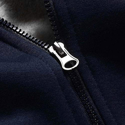 MANLUODANNI Men's Casual Hooed Hoodies Thick Wool Warm Winter Jacket Coats - color: W11black, size: 4X-Large