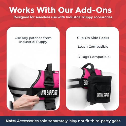 Industrial Puppy Emotional Support Vest Harness, Large 27-33 in, Pink - color: Hot Pink, size: Large, Fits Girth 27-33"