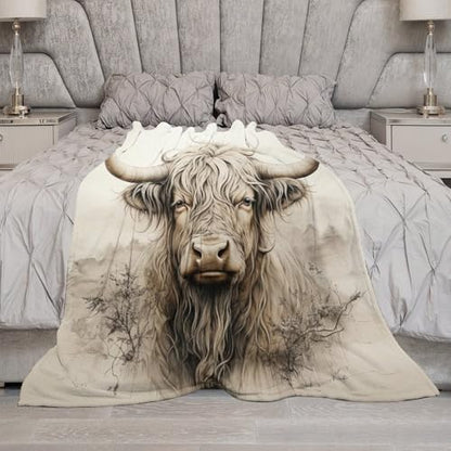 Highland Cow Fleece Throw Blanket for Couch Adults Teens 40" X 50" - color: Highland Cow, size: 40x50 inch