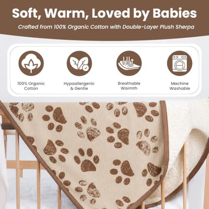 Organic Cotton Pet Blanket 30x38 in, Sherpa, Earth Ivory/Mocha - color: Earth Ivory / Mocha Meringue