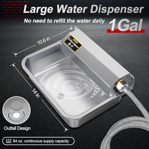 1Gal/3.8L Automatic Water Dispenser for Dogs, Patented Automatic Dog Water Bowl Dispenser, Stainless Steel Water Bowl for Livestock Chicken, Outdoor Dog Water Feeder Fit 3/4'' GHT Faucet