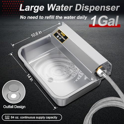 1Gal/3.8L Automatic Water Dispenser for Dogs, Patented Automatic Dog Water Bowl Dispenser, Stainless Steel Water Bowl for Livestock Chicken, Outdoor Dog Water Feeder Fit 3/4'' GHT Faucet