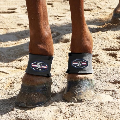 Harrison Howard Durable Shock-Absorbent Breathable Impact Protection Pastern Wraps for Horse Sold in Pairs Black - color: Black