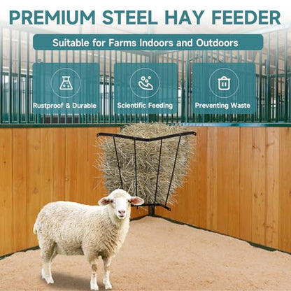 Corner Hay Rack Carbon Steel Hay Feeder Blanket Holder 23.3 x 13.2 x 21.7In Wall Mounted Hay Rack Hay Feeder for Horses Goats Farm Indoor and Outdoor Use