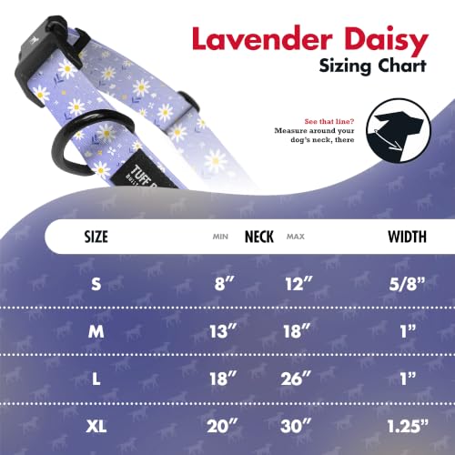 Tuff Pupper Premium Adjustable Dog Collar, Stylish Pattern Collars Designed in USA, Quick Release Buckle, Lavender Daisy Small (0.7 Inch Wide x 8-12 Inch Neck) - color: Lavender Daisy, size: Small