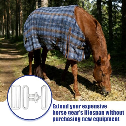 12 Pcs Universal Horse Blanket Surcingle Buckle Replacement Kit - Heavy Duty Hardware for Connection Webbing Strap Buckle - for Horse Blanket Repair and Restoration (4 Sets)