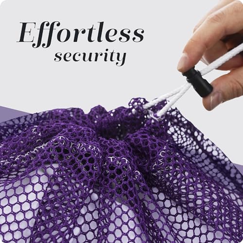 Handy Laundry Mesh XL Laundry Bag 24"x36", Heavy Duty Drawstring, Purple - color: Purple