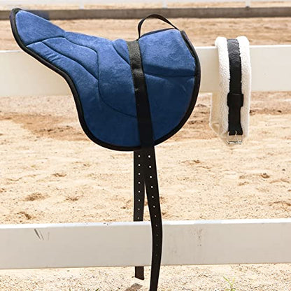 Harrison Howard Equestrian Saddle Pad Horse Riding Pad Bareback Pad with Girth - color: Midnight Blue