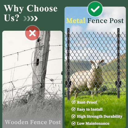 Metal Fence Posts Heavy Duty U-Post Stakes for Wire Fencing, 4 FT Black - color: Black, size: 4FT-10P