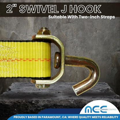 4 Pack 2" Swivel J Tow Hook Heavy Duty Replacement for Tie Down Straps - size: 4 - Pack
