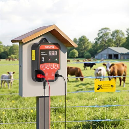 VEVOR Electric Fence Charger, 10kV 3J, AC DC Electric Fence Energizer with LED Indicator, 1.86 Miles Range, Powerful Plug-in Fences Charger, Prevents Wild Animals Intrusion for Livestock Poultry - size: 3J