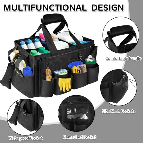 Boczif Cleaning Caddy Bag Wearable,Cleaning Caddy Supplies Organizer（Black） - color: Black