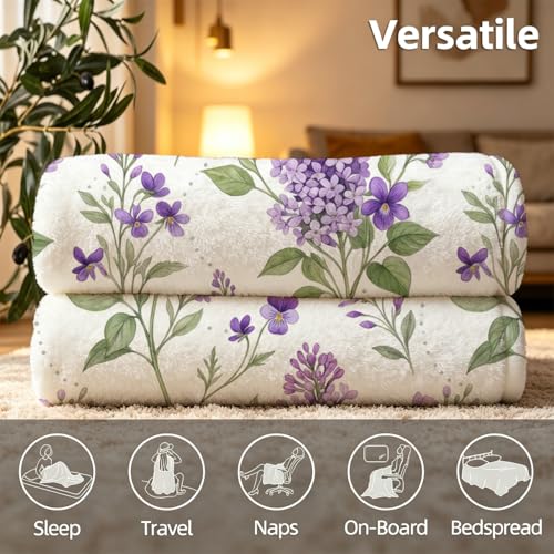 Lilac and Violet Blanket, Ultra-Soft Flannel Fleece Throw 60" x 80" - color: Lilac and Violet, size: 60"x80"