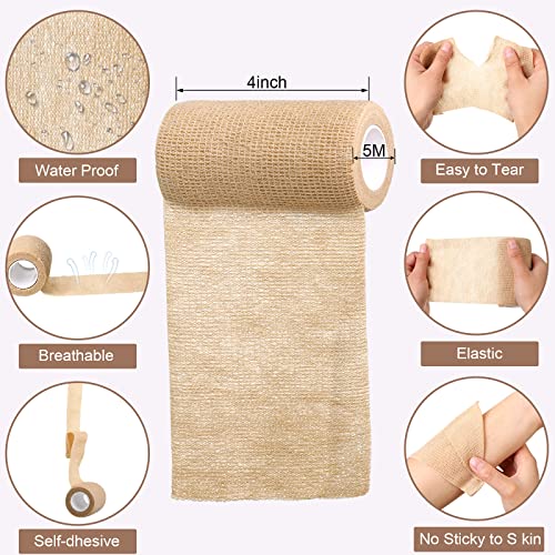 Treela 36 Pcs Self Adherent Bandage 4" X 5 Yard Wrap Breathable - color: Nude, size: 4" X 5 Yard