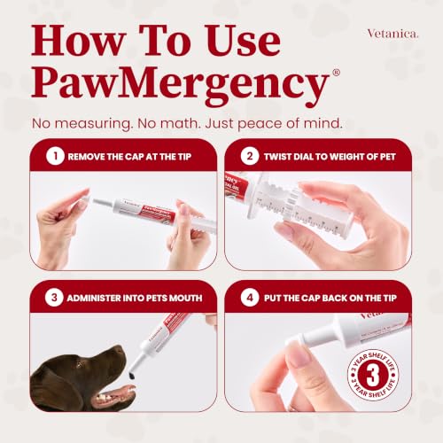 PawMergency – Activated Charcoal First Aid Kit Emergency Rescue 4 Pack for Dogs, Cats, Puppy & Pet Poison Kit, Camping Survival Remedy Essential, Oral Anti Diarrhea Digestive Absorb Toxins (4 pack) - size: 90-120lbs (4 Tubes)