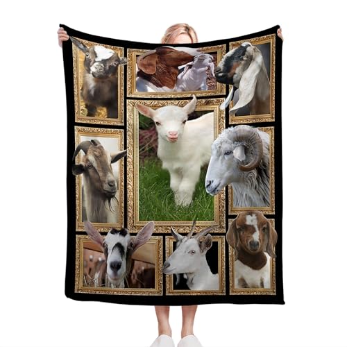Goat Blanket Ultra Soft Cozy Sheep Throw Blanket Fleece Fuzzy Plush Bedding Goat Sheep Lovers Gifts for Women Girls Kids Adults 80"x60" - color: Goat, size: 80"x60"