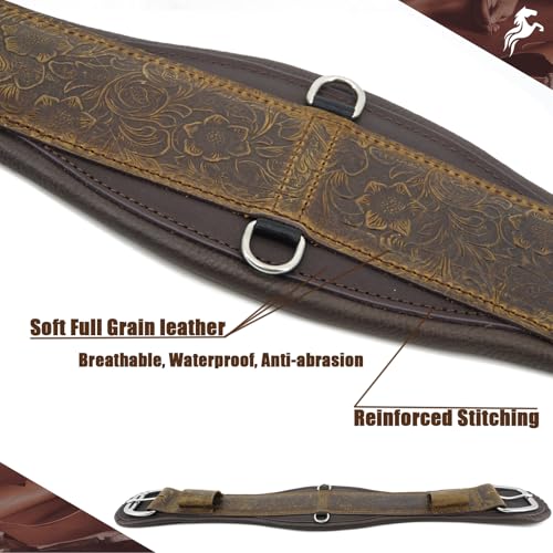 Jeereal Western Horse Cinch,Premium Full-Grain Leather Equestrian Horse Riding Western Durable Comfortable Soft Girth - size: 30"