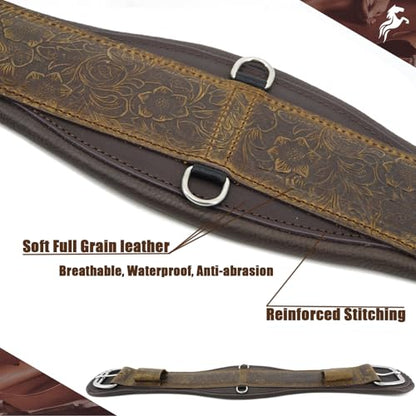 Jeereal Western Horse Cinch,Premium Full-Grain Leather Equestrian Horse Riding Western Durable Comfortable Soft Girth - size: 28"