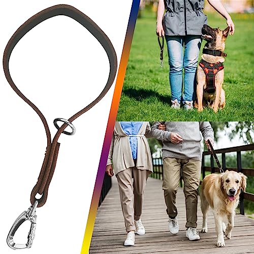 Short Dog Leash Leather Lead Short Dog Rope 14 inch Leather Leash 360 ° Heavy Duty Metal Clip Soft Strong Light for Medium and Large Dogs Pet Training Walking