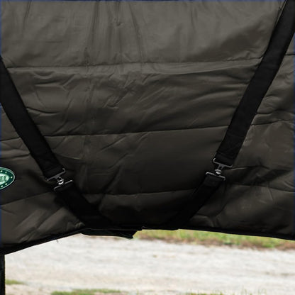 Country Pride Sentinel Channel Quilt Horse Stable Blanket, Midweight Open Front, 420D Nylon Outer Shell, 250g Poly-Fill Insulation, Wither Protection, Adjustable Leg Straps, Bias Surcingle (74,Black) - color: Black, size: 74