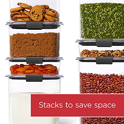 Rubbermaid Brilliance 16-Cup Airtight Food Storage Container with Lid Clear/Grey - optimal for pantry organization flour sugar and food storage - size: 16 Cup