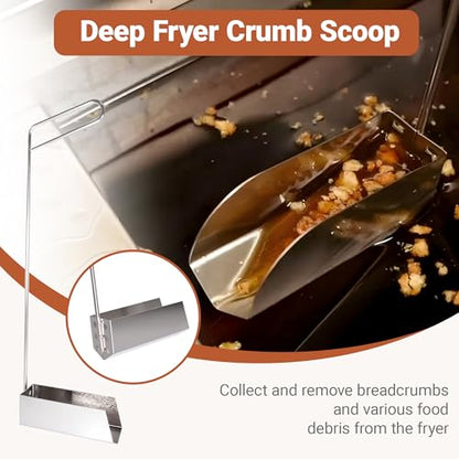 4 PCS Fryer Cleaning Tools with Deep Fryer Stainless Steel L-Shaped Brush, Deep Fryer Crumb Scoop, Deep Fryer Cleanout Rod, Long Handle Deep Basket Brush for Restaurants, Air Fryers, Deep Fat Fryers - color: 4pcs Stainless Steel Brush