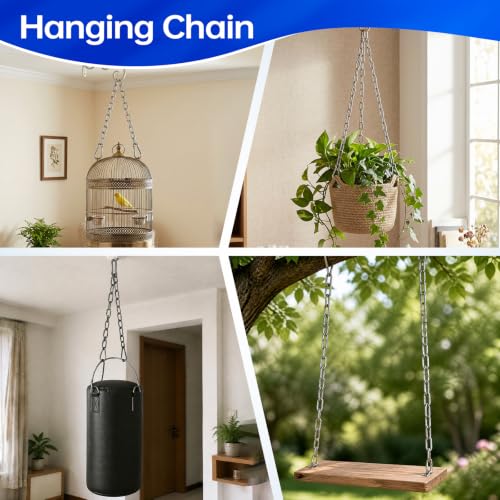 2 Pack Stainless Steel Gate Chain Lock, 5/32" x 28" Latch with Carabiners