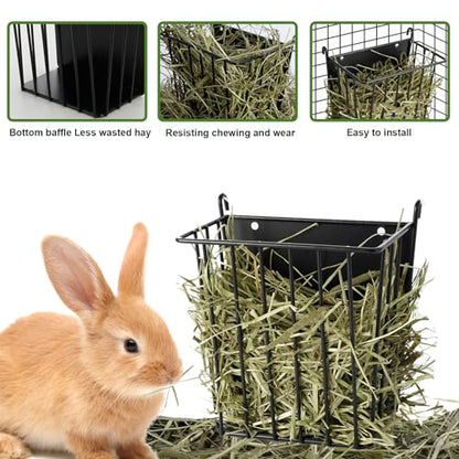 LUAVIARU Upgrades 4pcs Hay Feeder Rabbit - Guinea Pig - Metal Frame Hay Rack with Adjustable Hook - Less Wasted - for Guinea Pig, Bunny, Chinchilla Cage Accessories - Bunny Feeder - size: 4 Pack