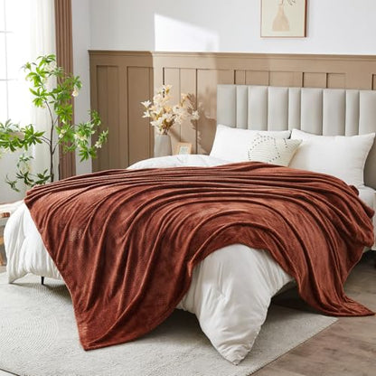 NEWCOSPLAY Fleece Leaves Pattern King Blanket, Coffee, 90"x110" - color: Coffee, size: King(90"x110")