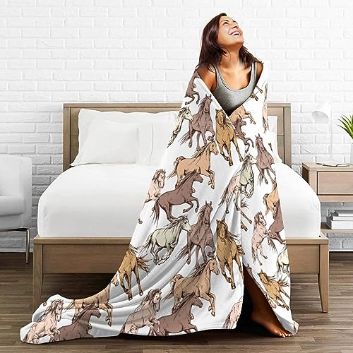 Horse Soft Blanket All Season Fuzzy Throw Warm Lightweight Blanket Fleece Throws Flannel Blankets for Bed Sofa Couch Travel Home Living Room Decor 50"X60"