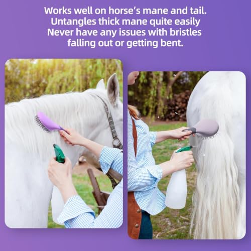 Equine Mane & Tail Combs Horse Brush Shedding Brush Grooming Tool for Horse (Purple) - color: Purple