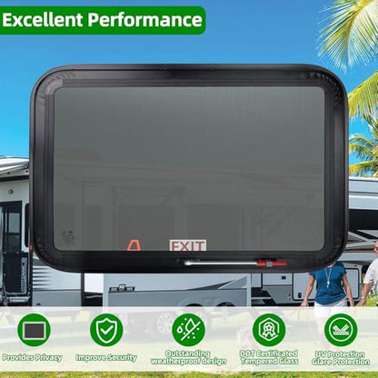 RV Exit Windows,36"W x 22"H RV Emergency Exit Windows for Cargo Trailer - size: 36"W x 22"H