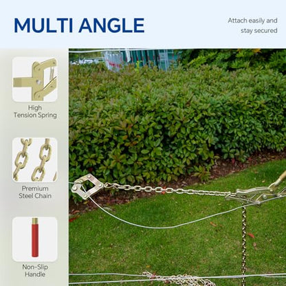 Heavy-Duty Chain Link Fence Stretcher Tool with 19.7FT Chain – 2200 lbs Wire Puller & Tensioner for Barbed Wire, Farm Fencing, Ranch, and Fence Repair (1 PC) - color: Single - Square Fence Stretcher Bar Puller