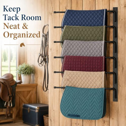6-Tier Wall Mount Saddle Pad Rack, Heavy Duty Rotating Horse Tack Organizer