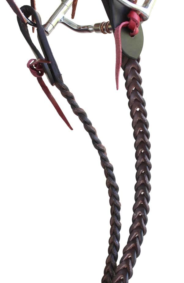 CHALLENGER Horse Western 8 Feet Leather Braided Leather Split Reins 66RT49 - color: Brown
