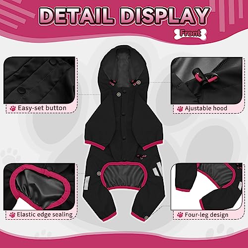 Dog Raincoat, Waterproof Dog Rain Jacket with Hood, Dog Rain Coat with Leash Hole, Reflective Strap for Small Medium Dogs, Lightweight Puppy Clothes(Black,S) - color: Black, size: S(Back Length12'')