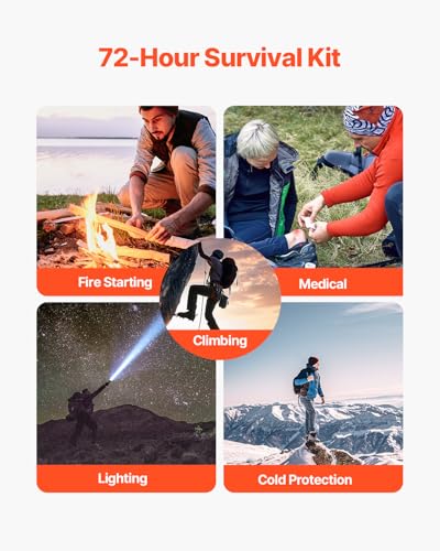 VEVOR Survival First Aid Kit, 250 Pieces, 600D Nylon Trauma First Aid Bag, Survival Gear and Equipment, Emergency Kits, for Men Women Camping, Boat, Earthquake, Hiking, Hunting, and Outdoor Adventure - size: 250 Pieces